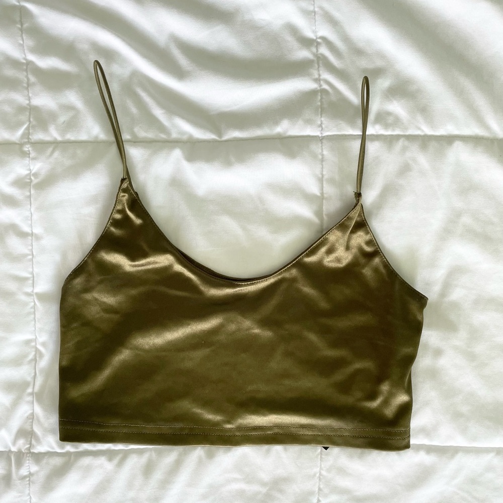 UO satin olive tank